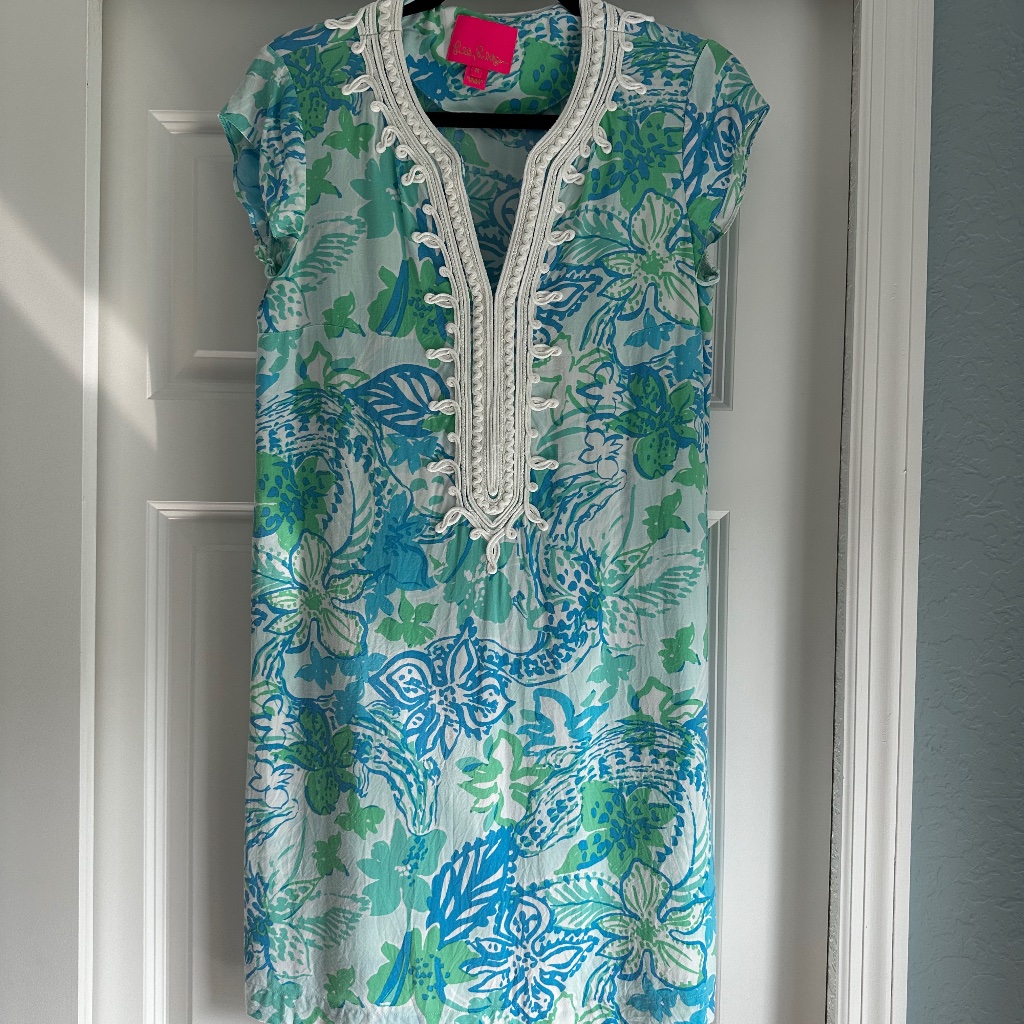Lilly Pulitzer Blue, Teal & Green Floral Tunic Dress